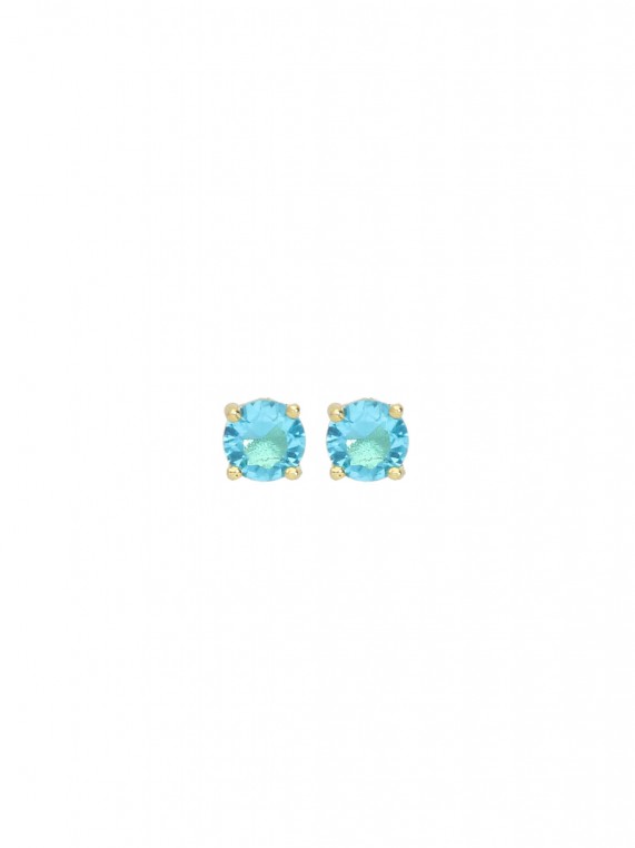 Gold Plated Stud adorned with Blue Man made Cubic Zirconia