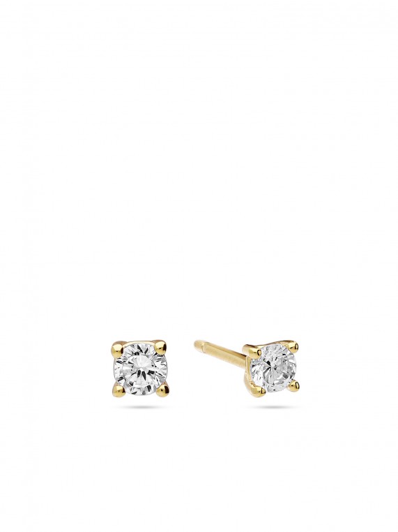 Gold Plated Stud adorned with Clear Man made Cubic Zirconia