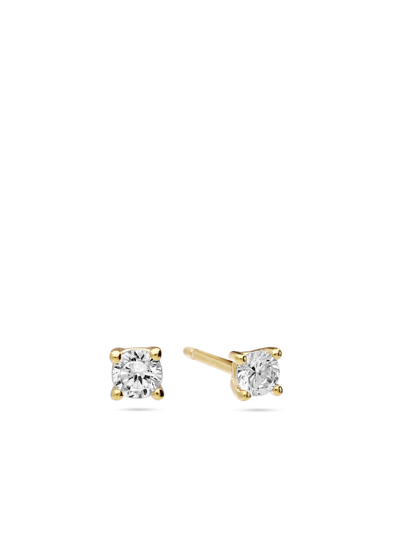 Gold Plated Stud adorned with Clear Man made Cubic Zirconia