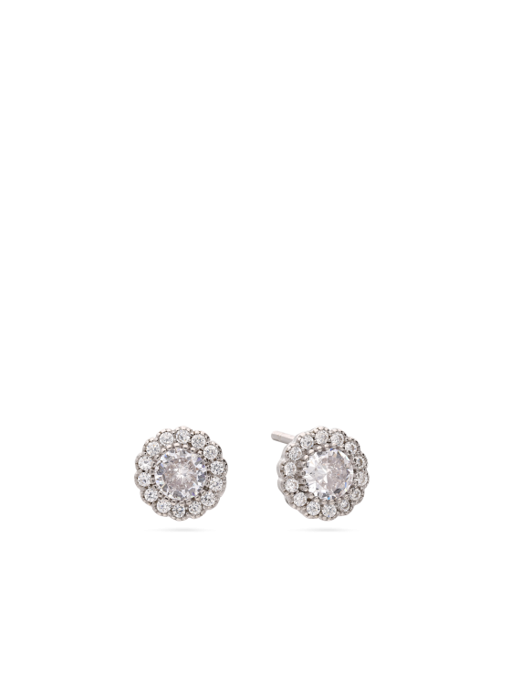 925 Sterling Silver Stud adorned with Clear Man made Cubic Zirconia