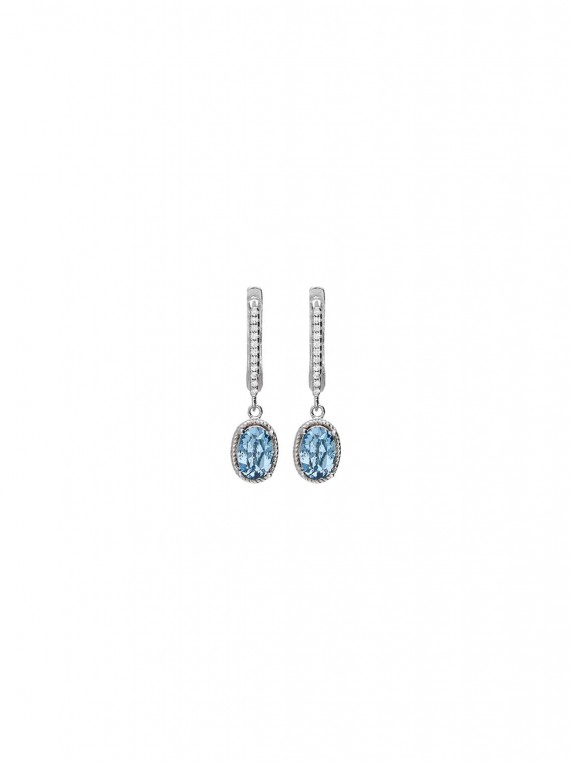 925 Silver Rhodium Plated Drops adorned with Man made Cubic Zirconia and Man made Swarovski Crystal