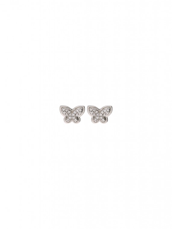 925 Silver Rhodium Plated Stud styled with Clear Man made Cubic Zirconia