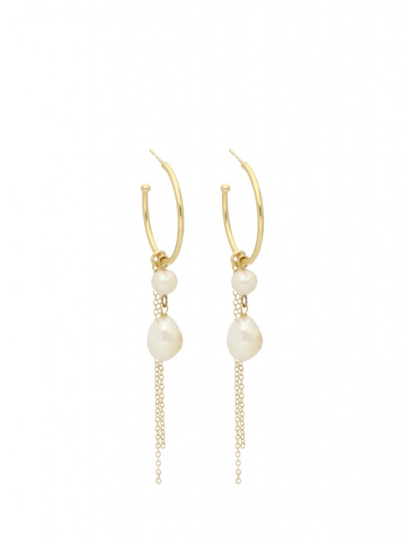 Gold Plated Hoops adorned with Cultured Pearl