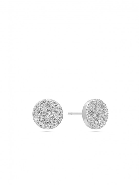 925 Silver Rhodium Plated Stud decorated with Clear Man made Cubic Zirconia