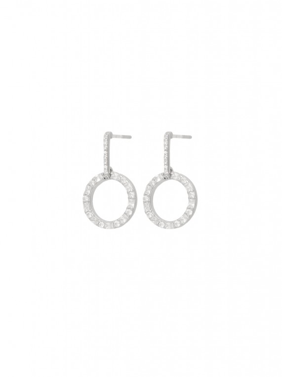 925 Silver Rhodium Plated Stud adorned with Clear Man made Cubic Zirconia
