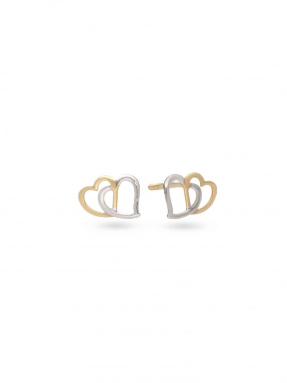 14k Gold Stud Heart Earrings