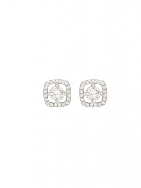 925 Silver Rhodium Plated Stud styled with Clear Man made Cubic Zirconia