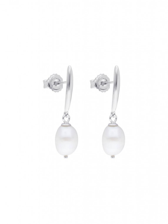 925 Silver Rhodium Plated Stud adorned with Cultured Pearl