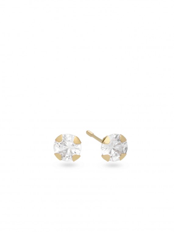 14K Gold Stud with Clear Man made Cubic Zirconia