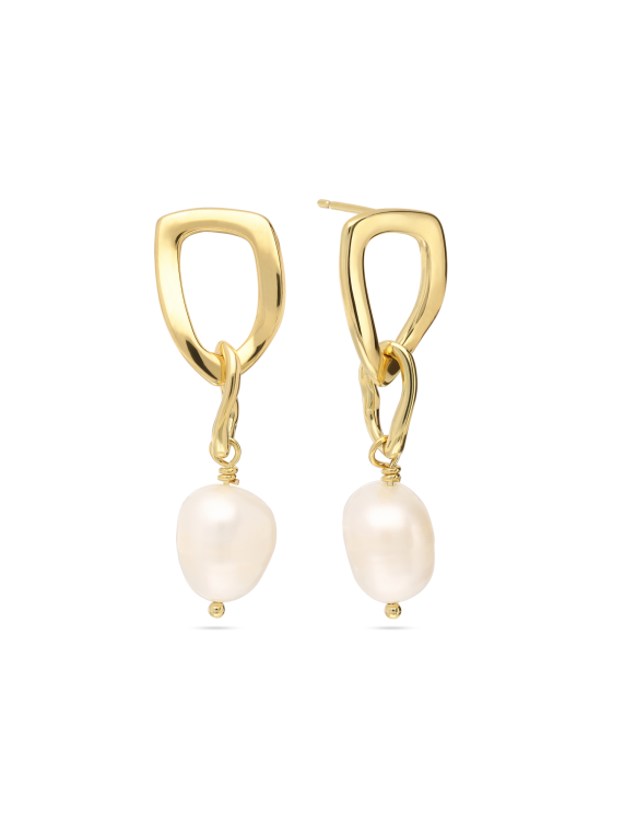 Gold Plated Drops decorated with Cultured Pearl