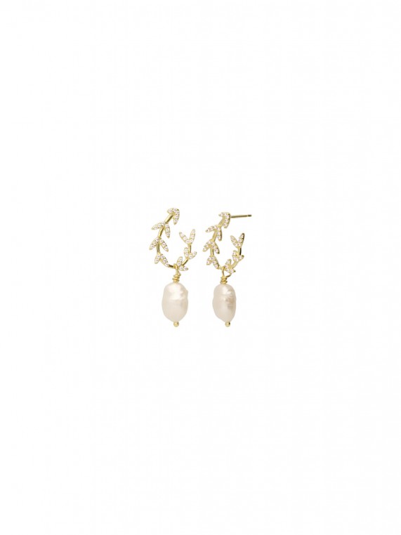 Gold Plated Drops styled with Man made Cubic Zirconia and Cultured Pearl