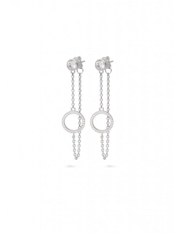 925 Silver Rhodium Plated Drops styled with Clear Man made Cubic Zirconia