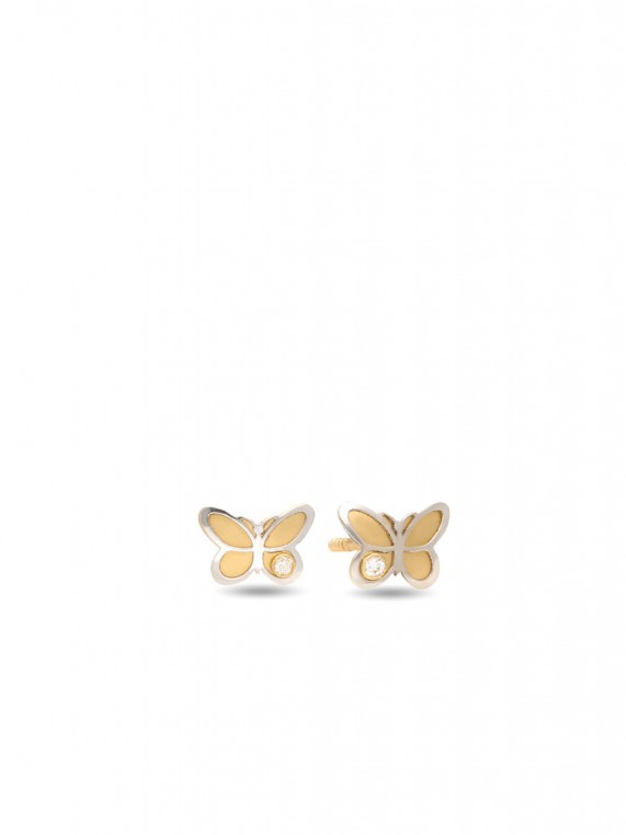 14K Gold Stud adorned with Clear Man made Cubic Zirconia