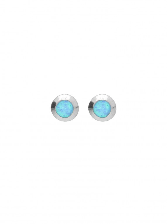 925 Silver Rhodium Plated Stud styled with Blue Man made Opal