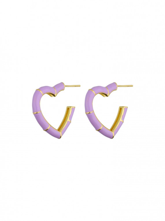 Gold Plated Hoops adorned with Purple Enamel