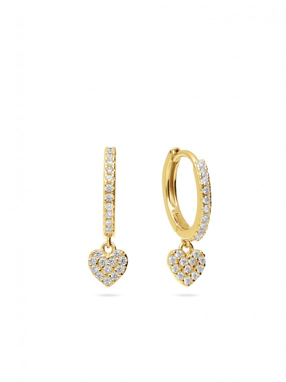 Gold Plated Hoops decorated with Clear Man made Cubic Zirconia