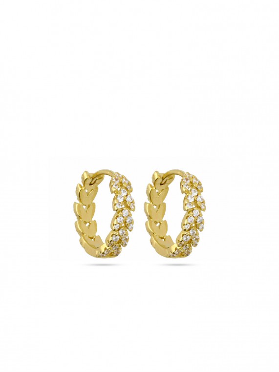 Gold Plated Hoops decorated with Clear Man made Cubic Zirconia