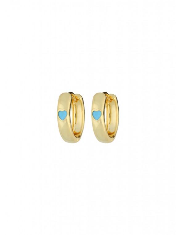 Gold Plated Hoops decorated with Turquoise Man made Turquoise