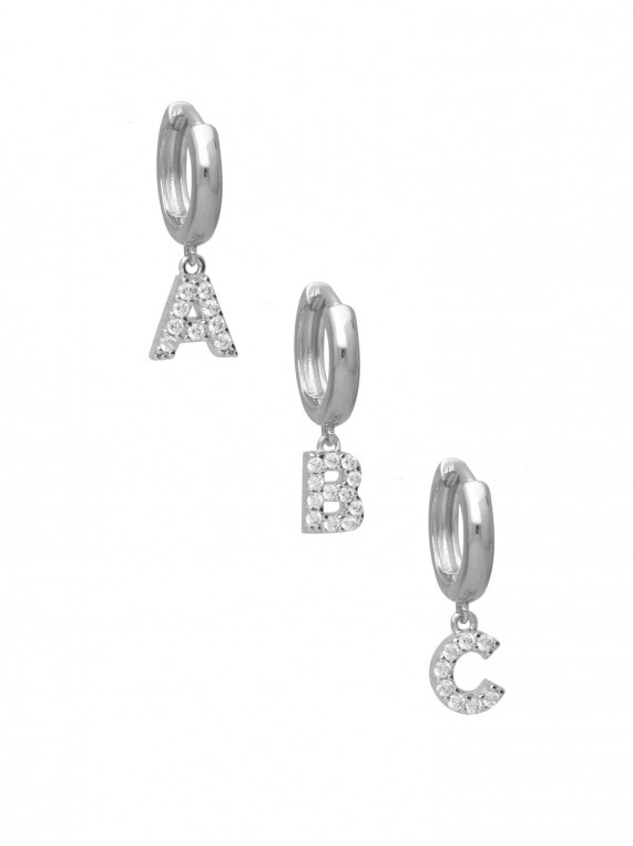 925 Silver Rhodium Plated Earring styled with Clear Man made Cubic Zirconia
