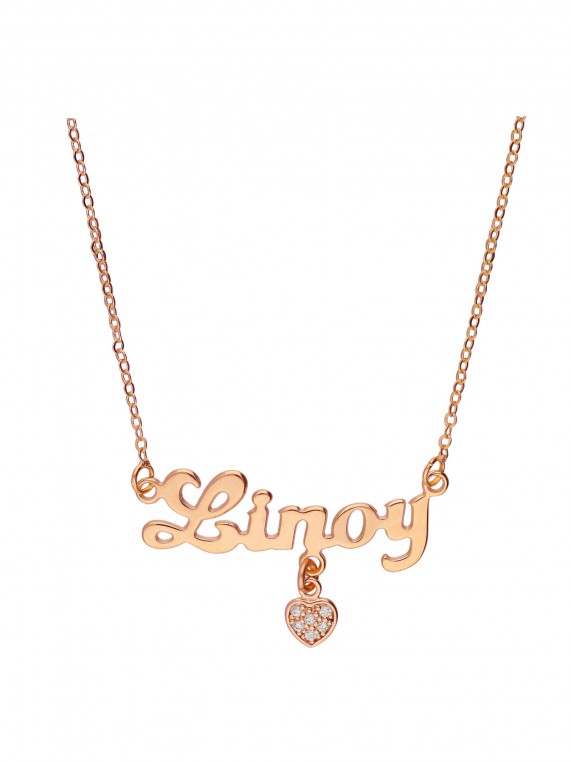 Personalized Name Necklace "Linoy" Rose Gold Plated with Heart 