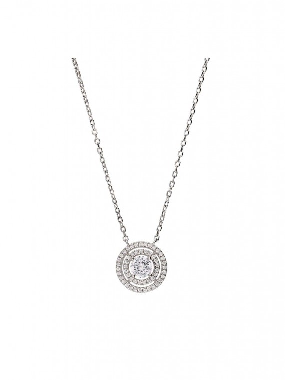 925 Silver Rhodium Plated Pendant Necklace styled with Clear Man made Cubic Zirconia