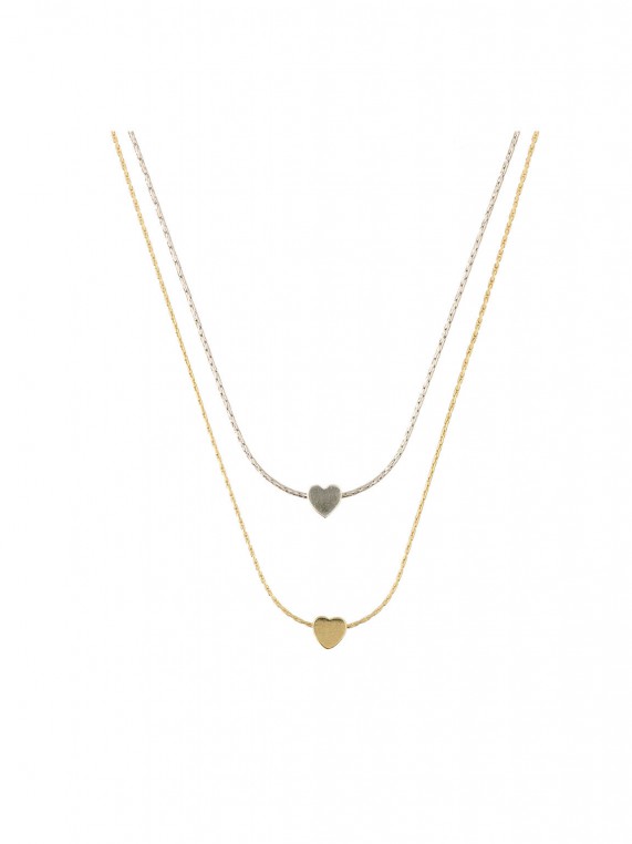 925 Sterling&Gold plated Double necklace Heart