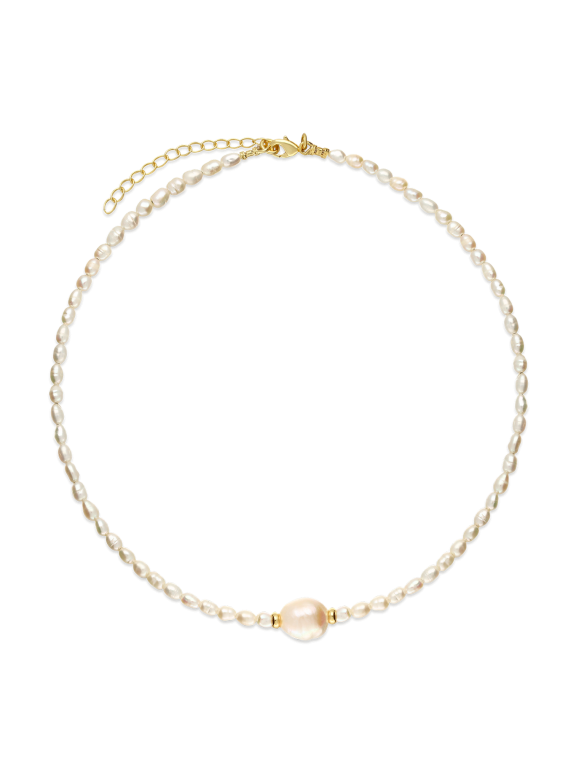 Gold Plated Choker necklace decorated with Cultured Pearl