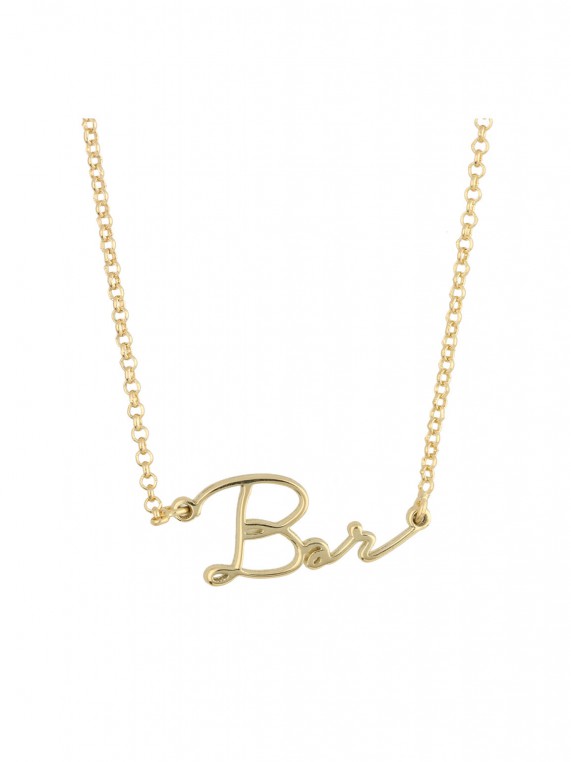 Gold Plated Personalized Name Necklace - Bar