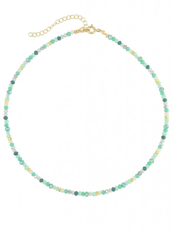 Gold Plated Choker necklace decorated with Multicolor Crystal Glass