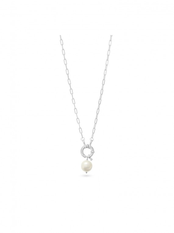 925 Silver Rhodium Plated Pendant Necklace styled with Cultured Pearl
