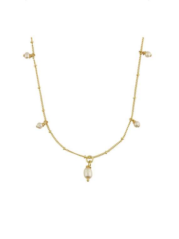 Gold Plated Pendant Necklace styled with Cultured Pearl