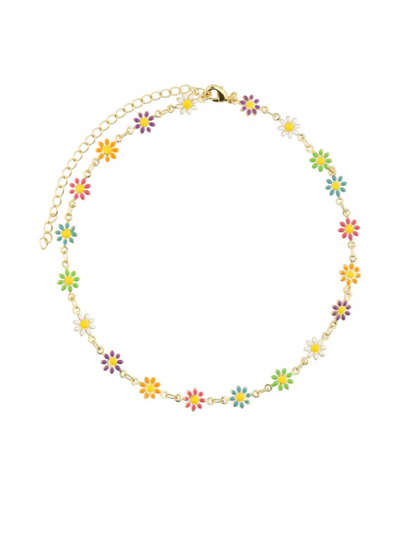 Gold Plated Choker necklace decorated with Multicolor Enamel