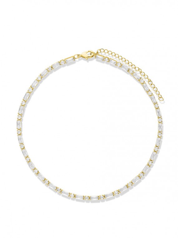 Gold Plated Choker necklace styled with Man made Cubic Zirconia and Crystal Glass