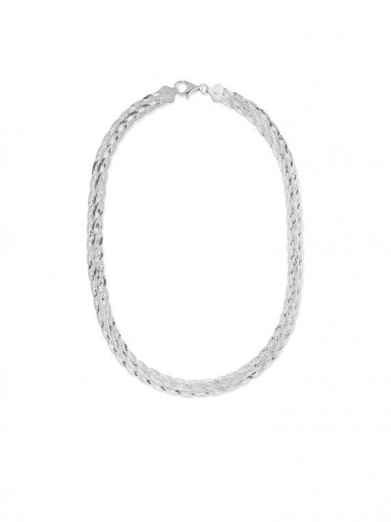 925 Silver Rhodium Plated Delicate & Festive Necklace Braid