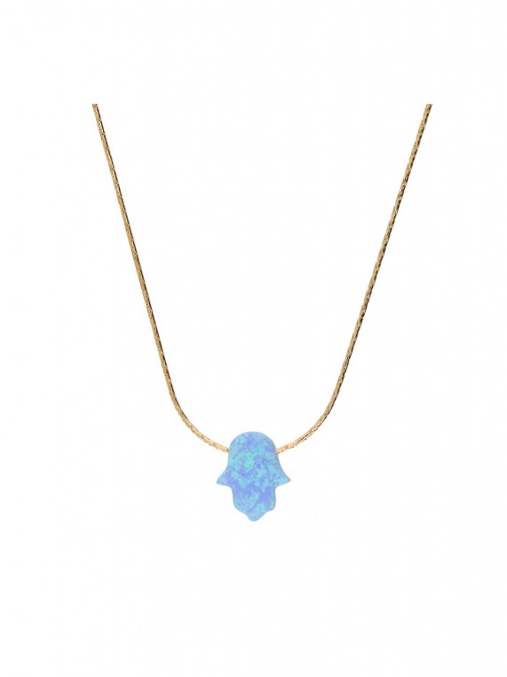925 Sterling&Gold plated Pendant Necklace decorated with Blue Man made Opal