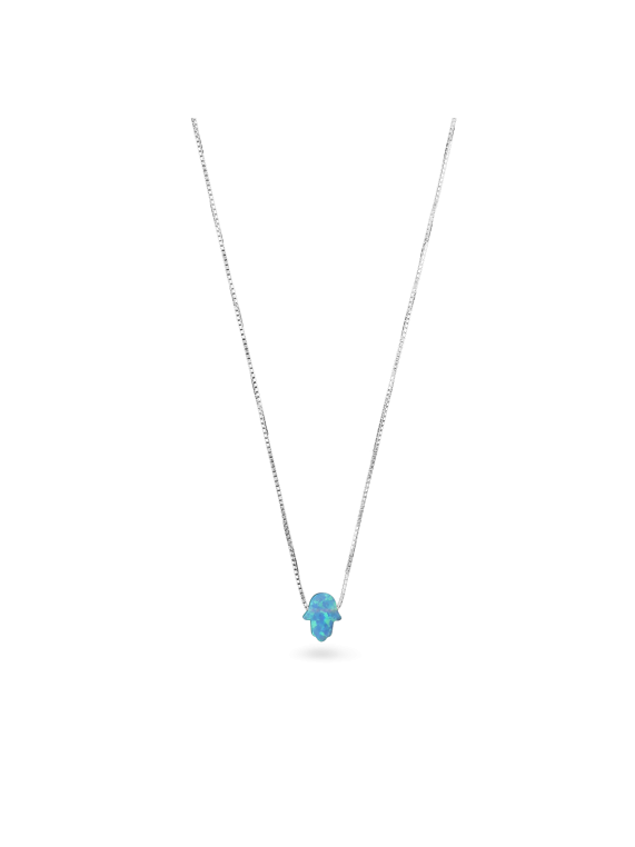925 Sterling Silver Pendant Necklace decorated with Blue Man made Opal