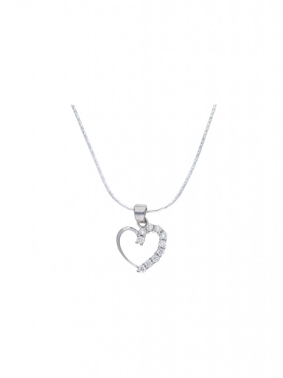 925 Sterling Silver and 925 Silver Rhodium Plated Pendant Necklace styled with Clear Man made Cubic Zirconia
