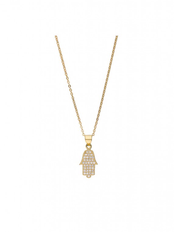925 Sterling&Gold plated Pendant Necklace decorated with Clear Man made Cubic Zirconia