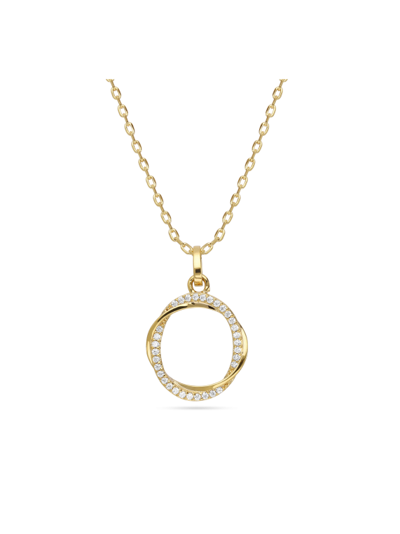 Gold Plated Pendant Necklace styled with Clear Man made Cubic Zirconia