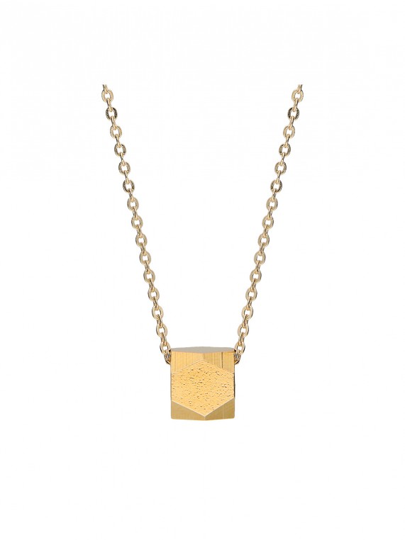 Gold Plated Pendant Necklace Hexagon