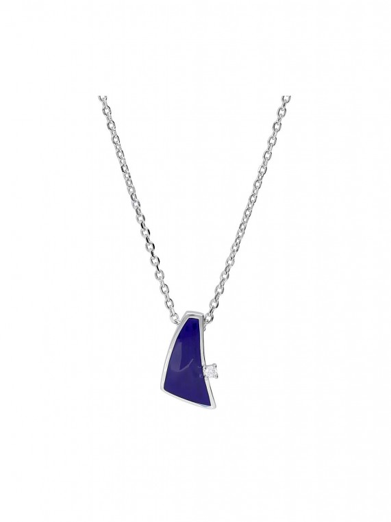 925 Silver Rhodium Plated Pendant Necklace adorned with Man made Cubic Zirconia and Enamel