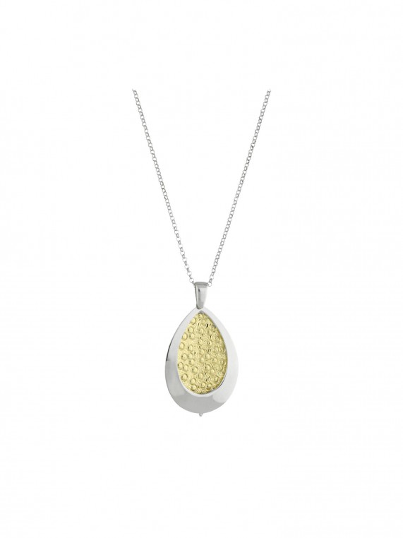 925 Sterling&Gold plated Pendant Necklace Teardrop
