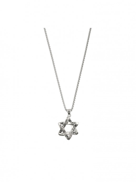 Silver and stainless steel Pendant Necklace Star of David