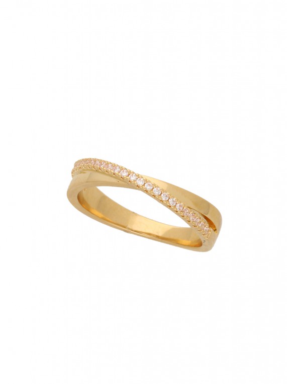 Gold Plated Delicate Ring styled with Clear Man made Cubic Zirconia