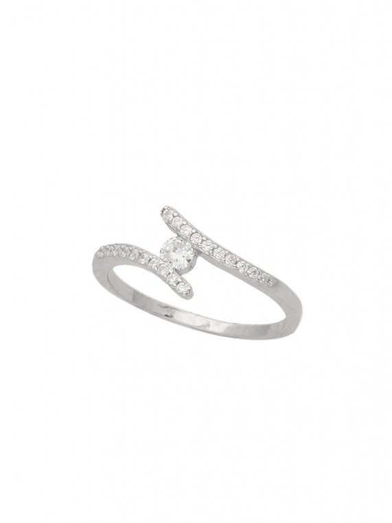 925 Sterling Silver Delicate Ring styled with Clear Man made Cubic Zirconia