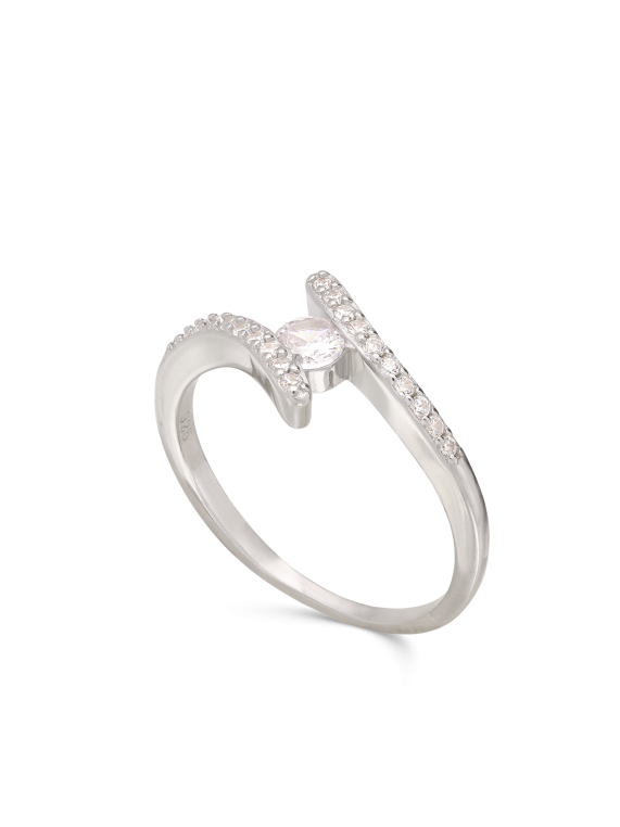 925 Sterling Silver Delicate Ring styled with Clear Man made Cubic Zirconia