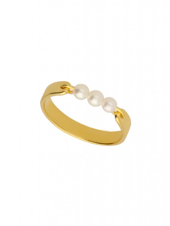 Gold Plated Delicate Ring styled with Cultured Pearl