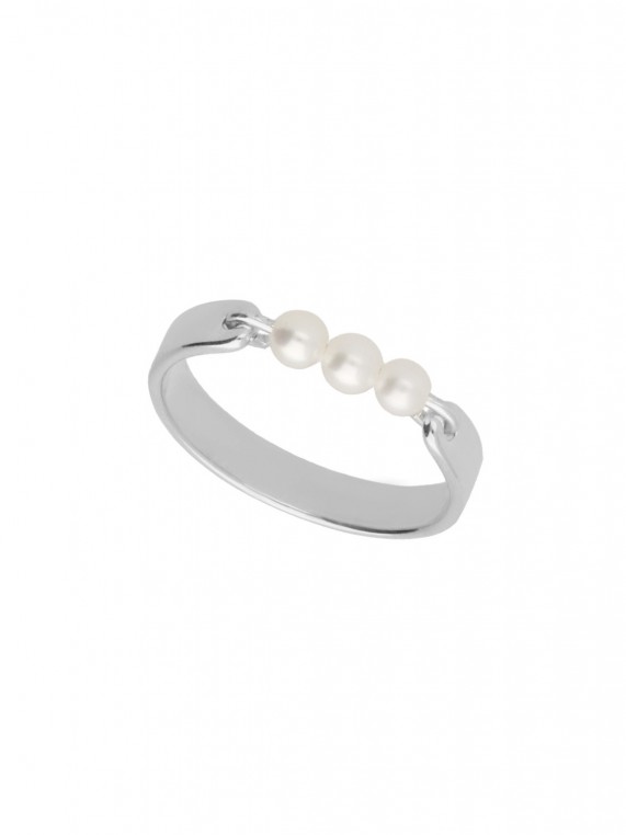 925 Silver Rhodium Plated Delicate Ring adorned with Cultured Pearl