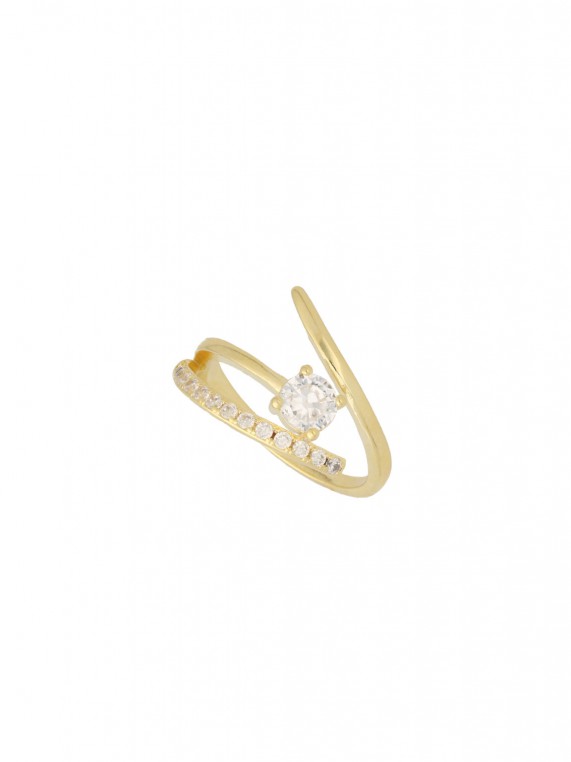 Gold Plated Delicate Ring decorated with Clear Man made Cubic Zirconia