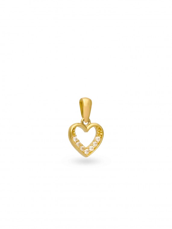 14K Gold Pendant adorned with Clear Man made Cubic Zirconia